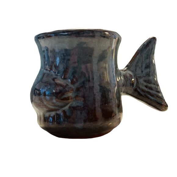 Thora Redware Clay Pottery Fish Mug - Picture 1 of 5
